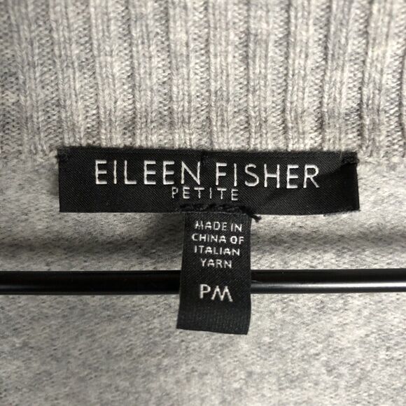 EILEEN FISHER Merino Cashmere Shawl Collar Cardigan Sz PM Gray Grandpa Pockets - Picture 3 of 12